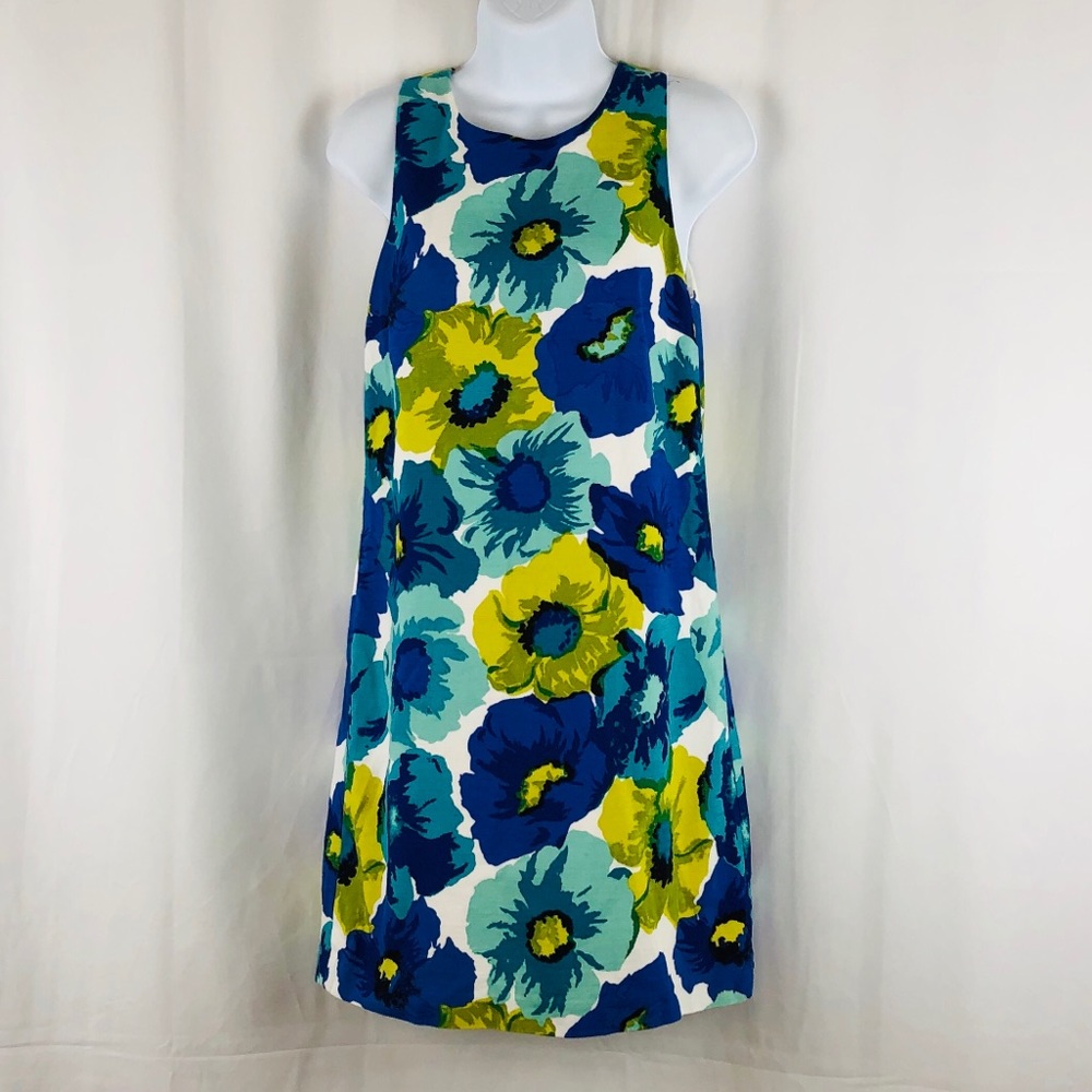 Loft Cotton floral sleeveless shift dress 2
